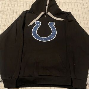 Antigua Black Hoodie with Blue Logo